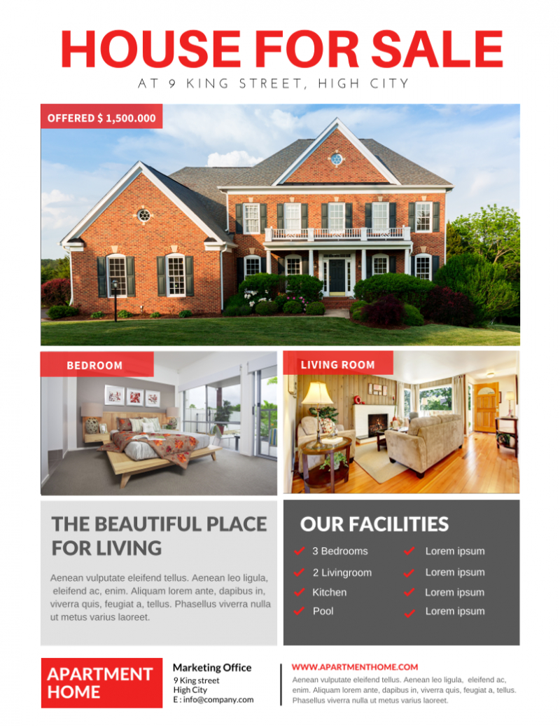 The Best Real Estate Flyer For All Realty Companies With House For Sale Flyer Template