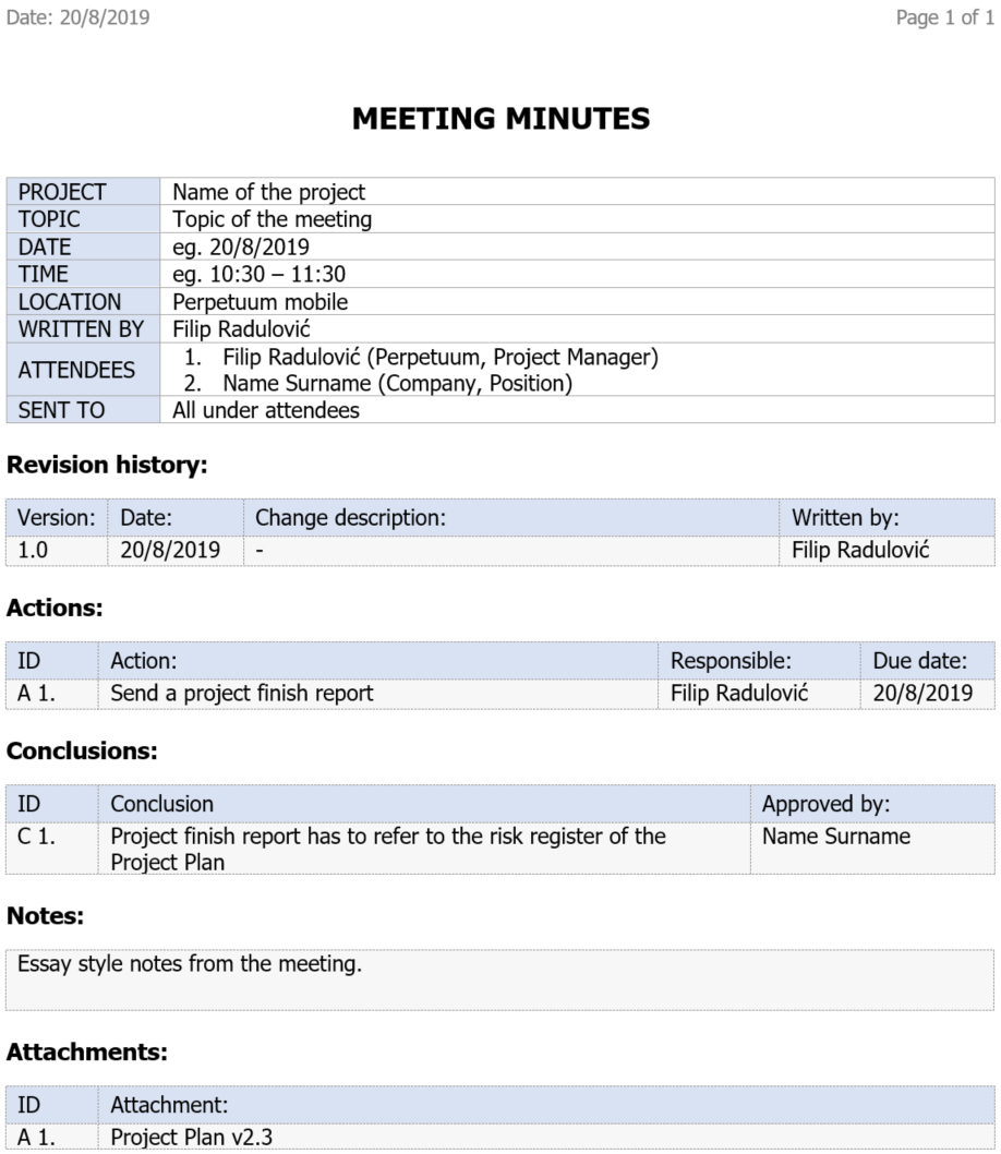 The Importance Of Meeting Minutes In Project Management Pertaining To Minutes Of The Meeting Template