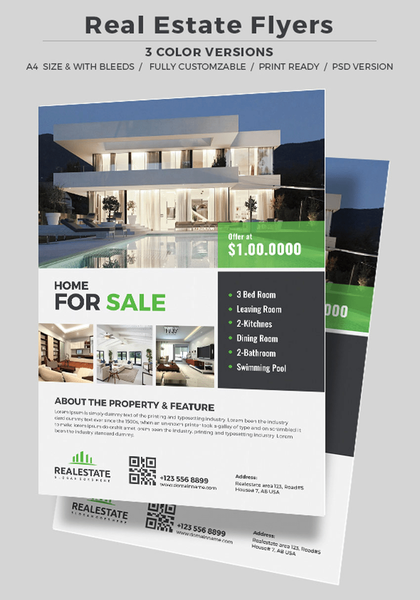 Top 29 Free & Paid Real Estate Flyer Templates 2019 With House For Sale Flyer Template