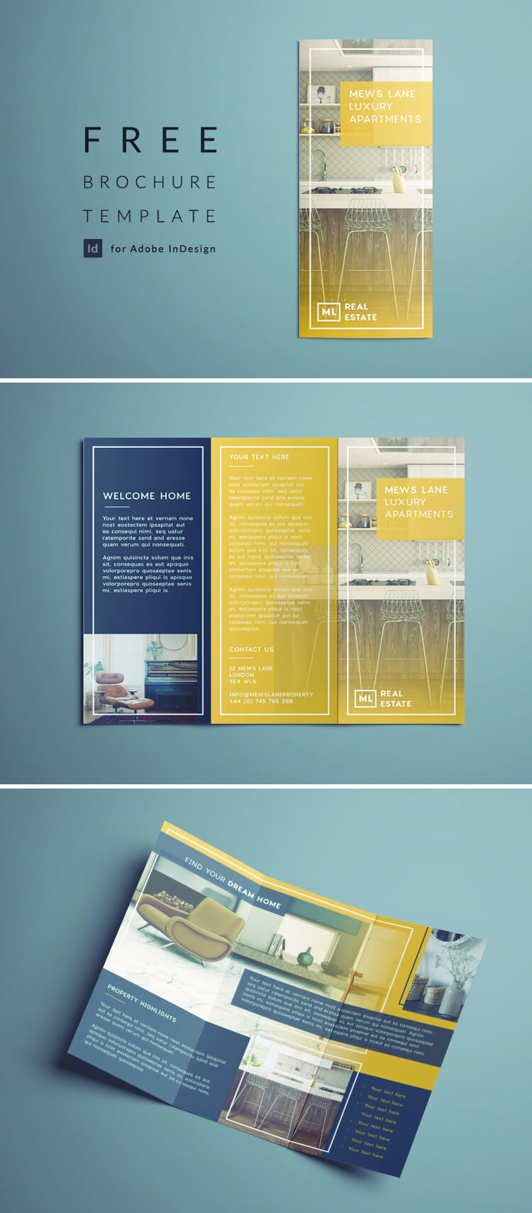 Tri Fold Brochure | Free Indesign Template With Indesign Real Estate Flyer Templates