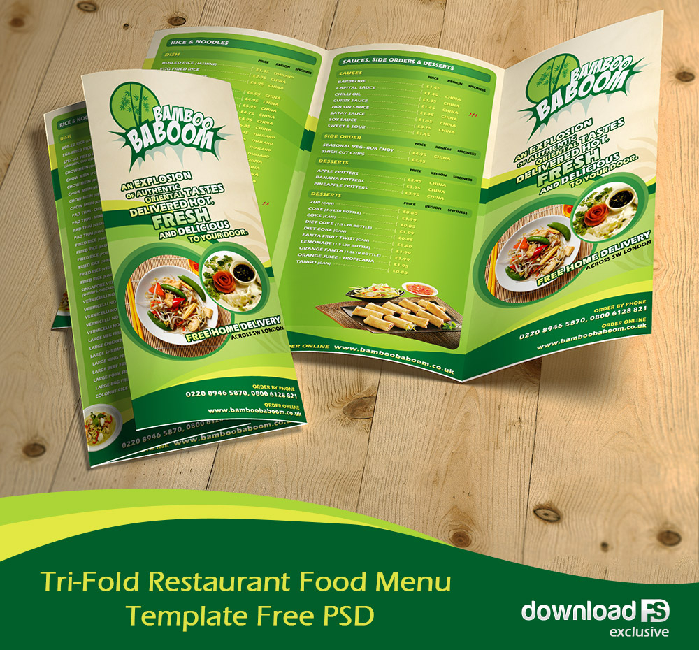 Tri Fold Restaurant Food Menu Template Free Psd On Behance Pertaining To Mexican Menu Template Free Download
