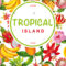Tropical Hawaiian Template Design Exotic Fruits Stock Vector intended for Hawaiian Menu Template