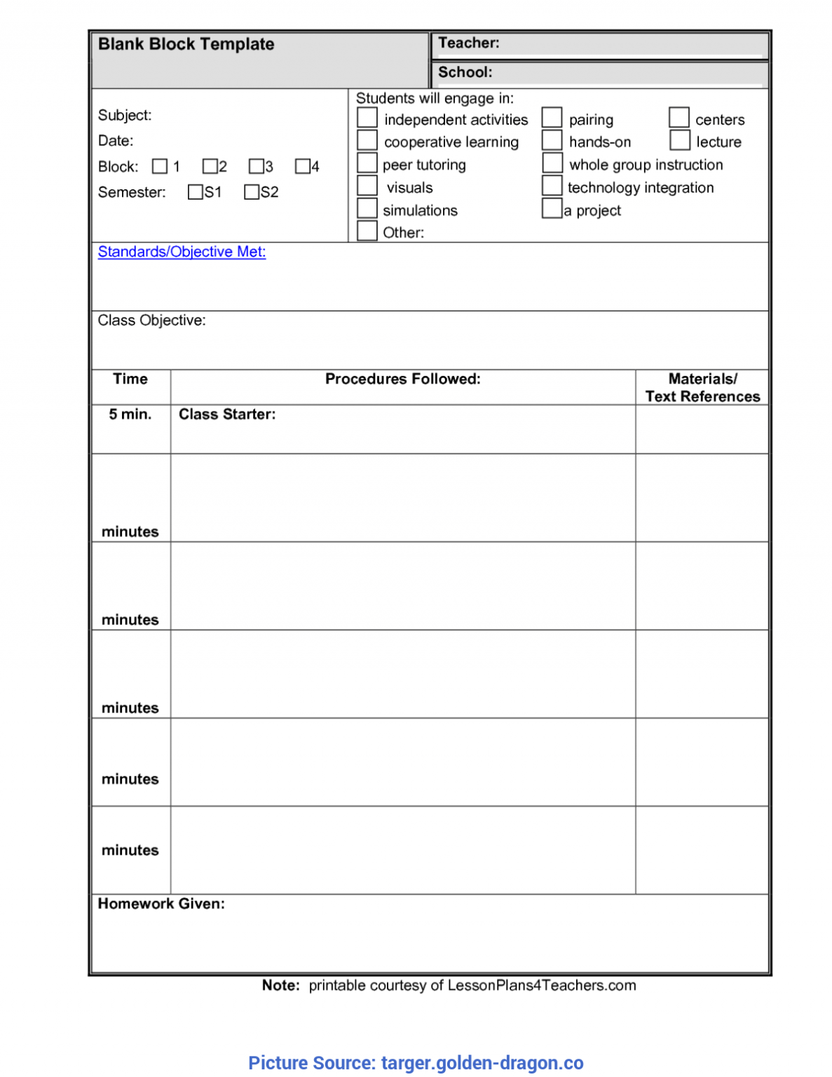 Typical Lesson Note Template 4+ Free Lesson Plan Templates In Lecture