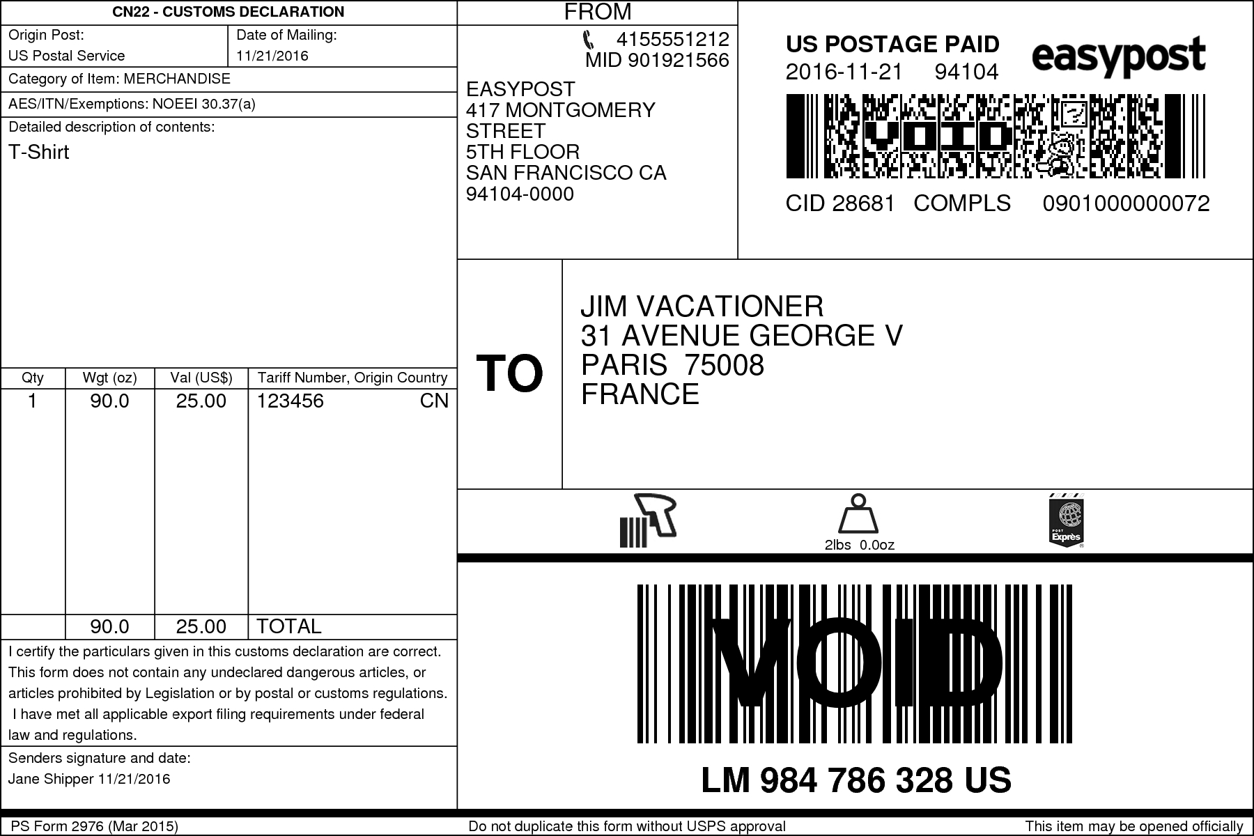 Usps Guide – Easypost Intended For International Shipping Label Template