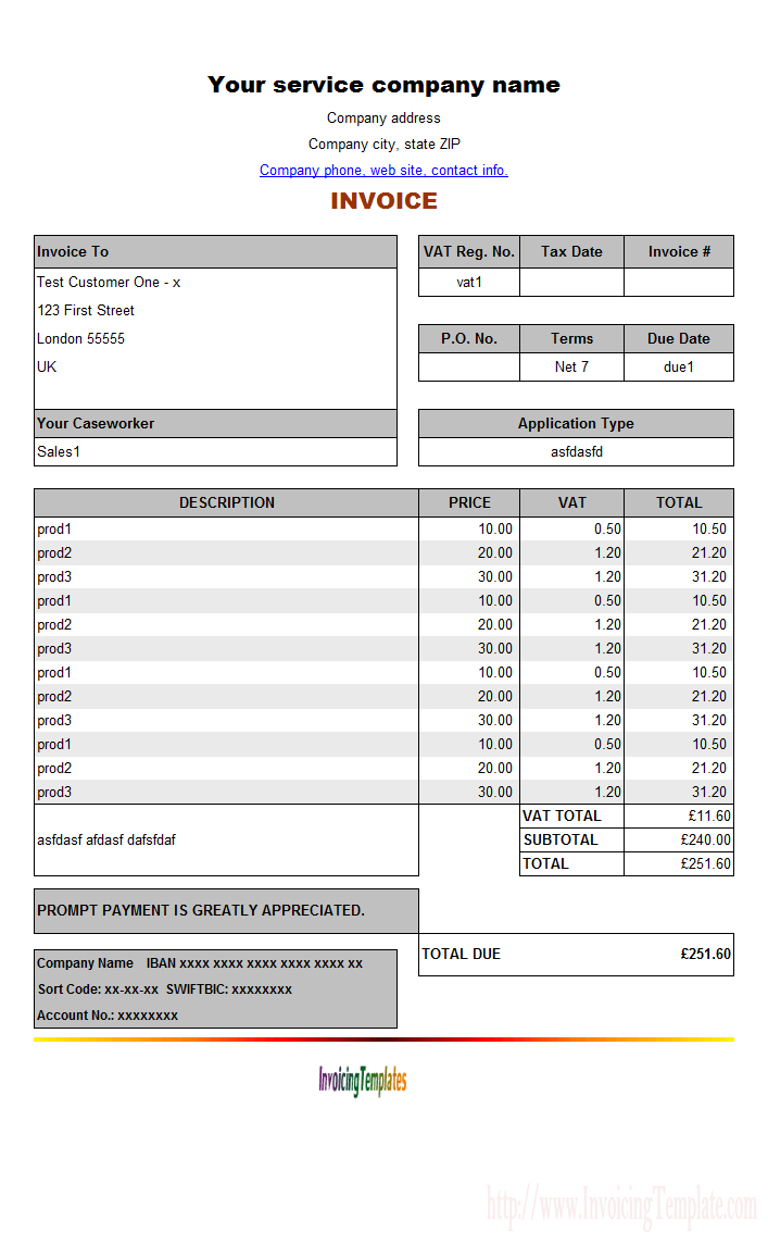 Vat Invoice Template | Invoice Example With Hmrc Invoice Template