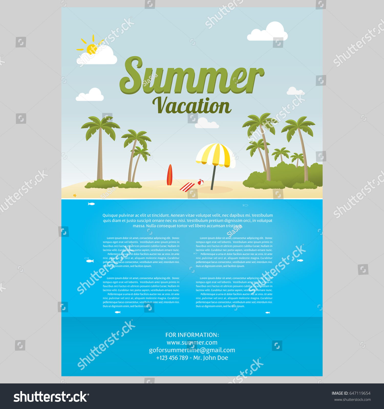 Vector Illustration Sea Island Beach Background Stock Vector For Island Brochure Template