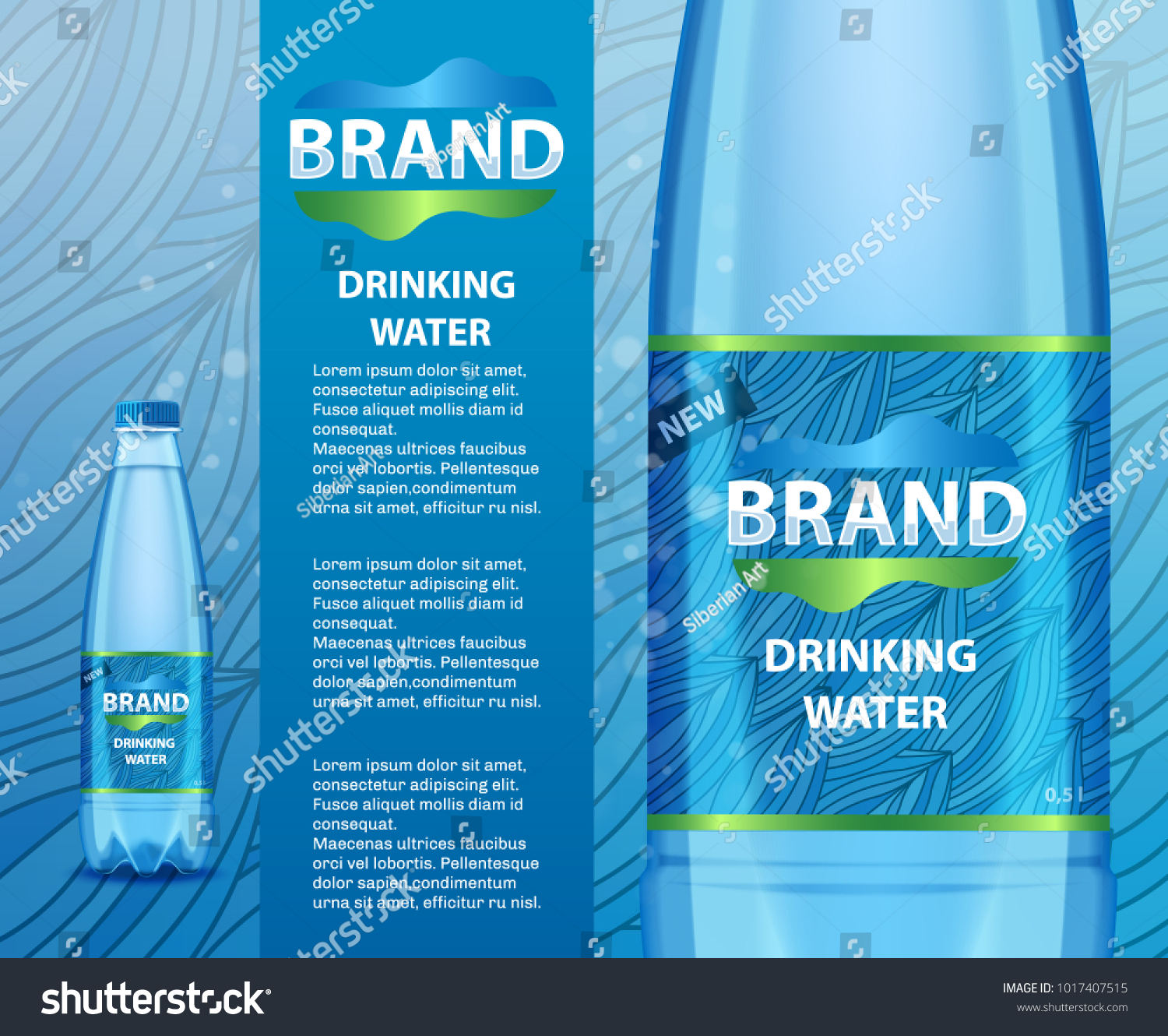 Vector Realistic Illustration Drinking Water Plastic Stock Throughout Mineral Water Label Template