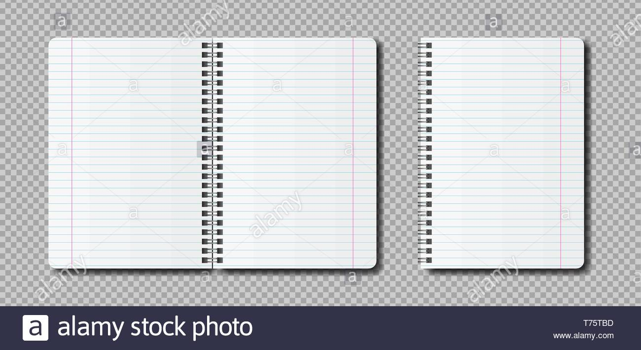 Vector Realistic Open Notepad Template. Mockup Notebook With With Notebook Label Template