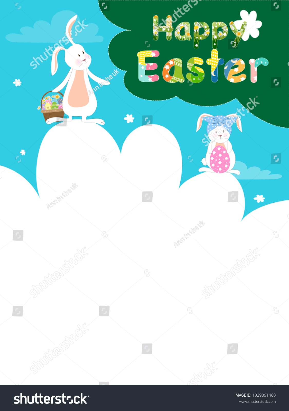 Vector Template Happy Easter Bunny Hunting Stock Vector Throughout Letter To Easter Bunny Template