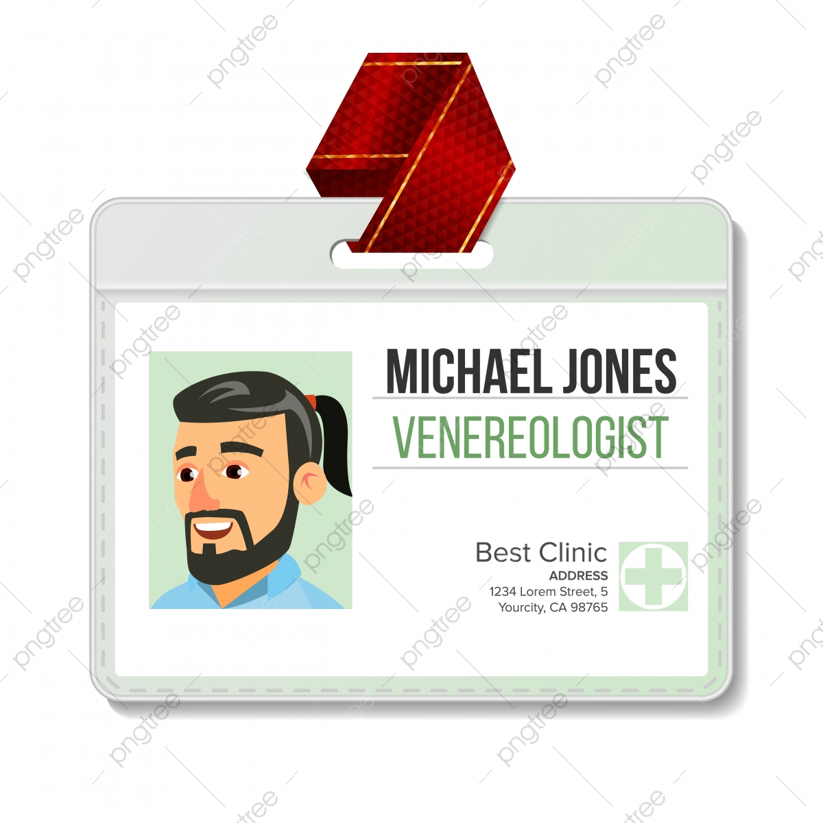 Venereologist Identification Badge Vector Man Id Card Intended For Hospital Id Card Template