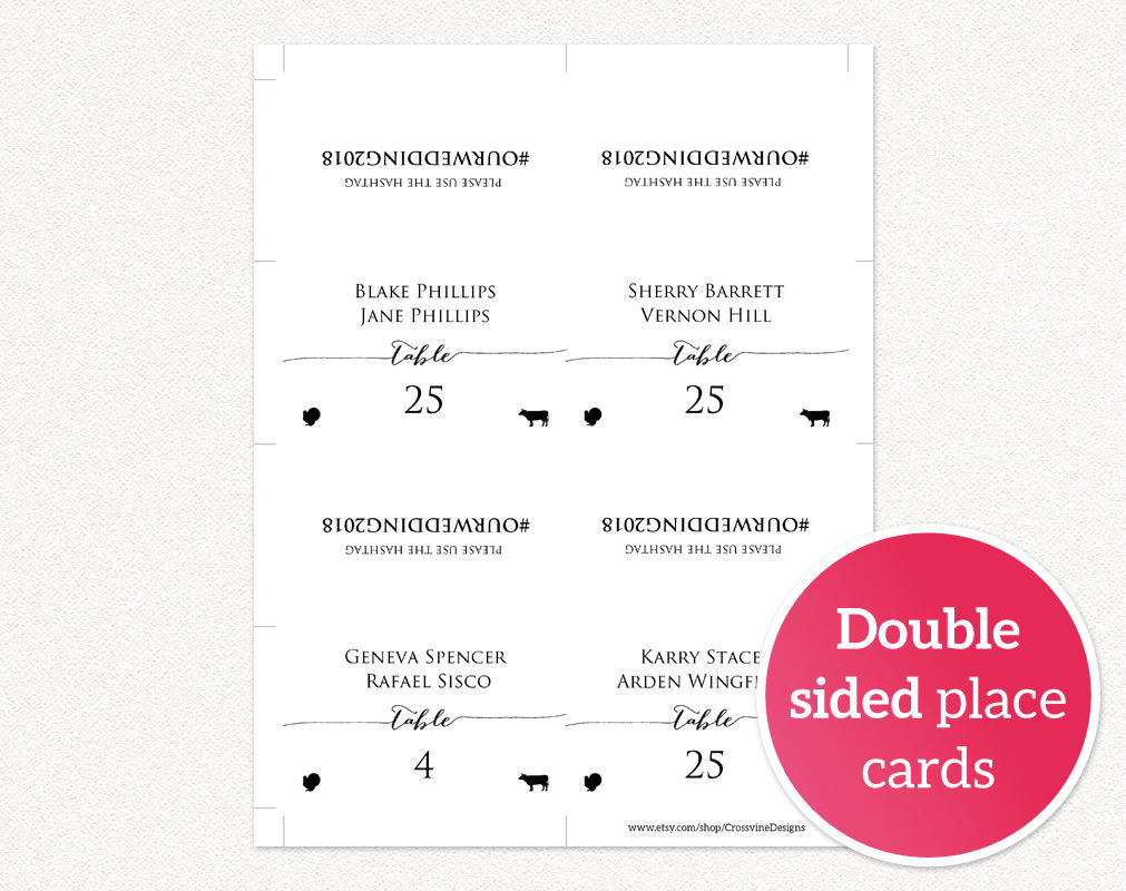 Wanted Place Card Template Double Sided Cards With Meal Pertaining To Ms Word Place Card Template