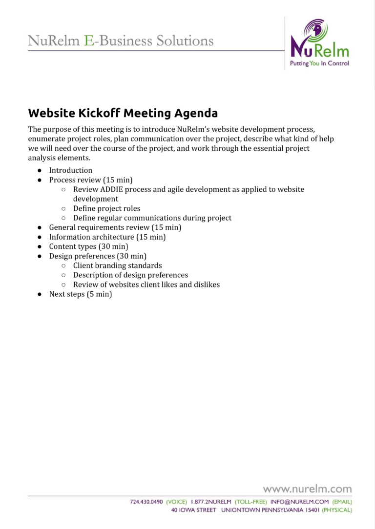 Kick Off Meeting Agenda Template
