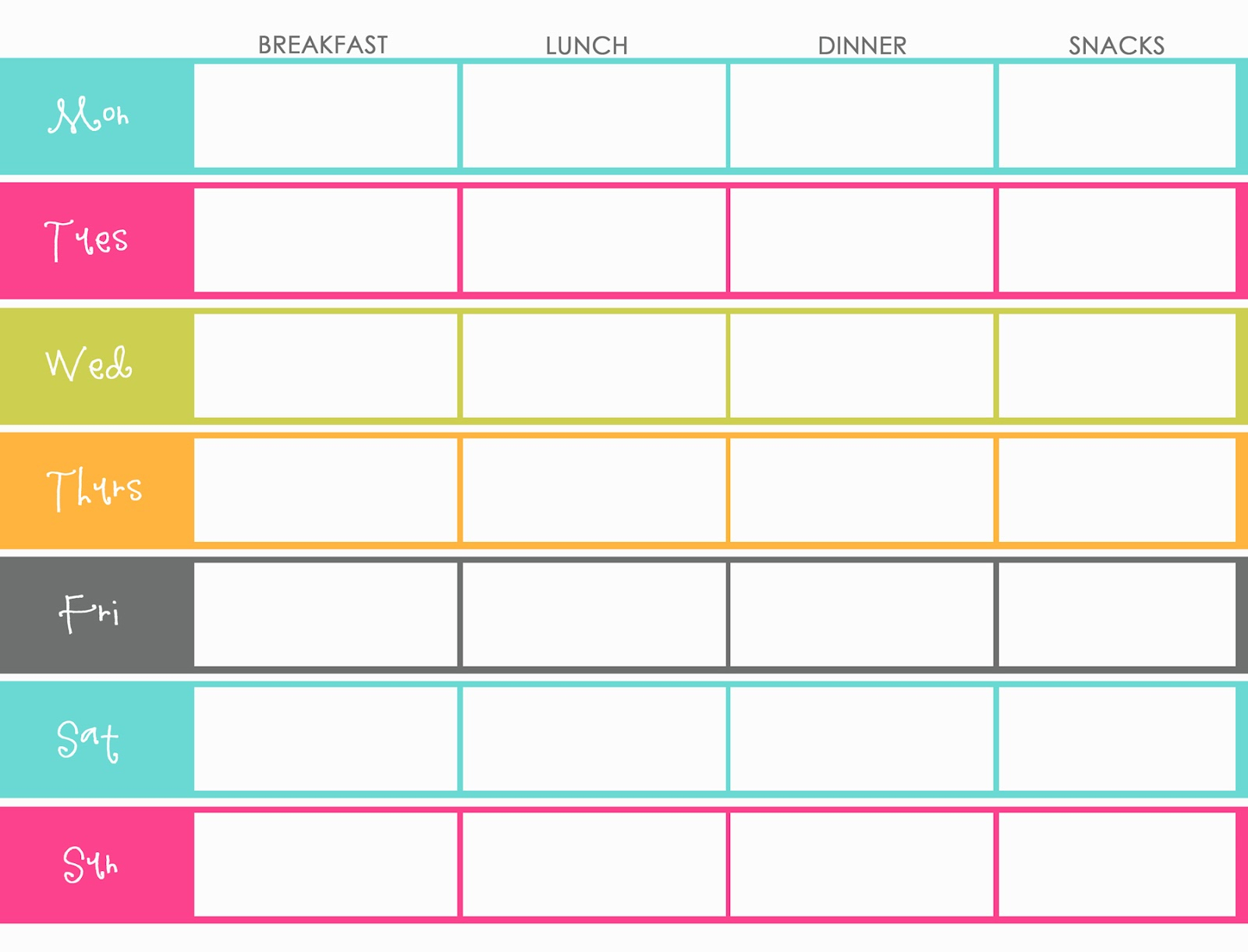 Weekly Meal Planner For Family Templates | Printable Weekly Inside Menu Planning Template Word