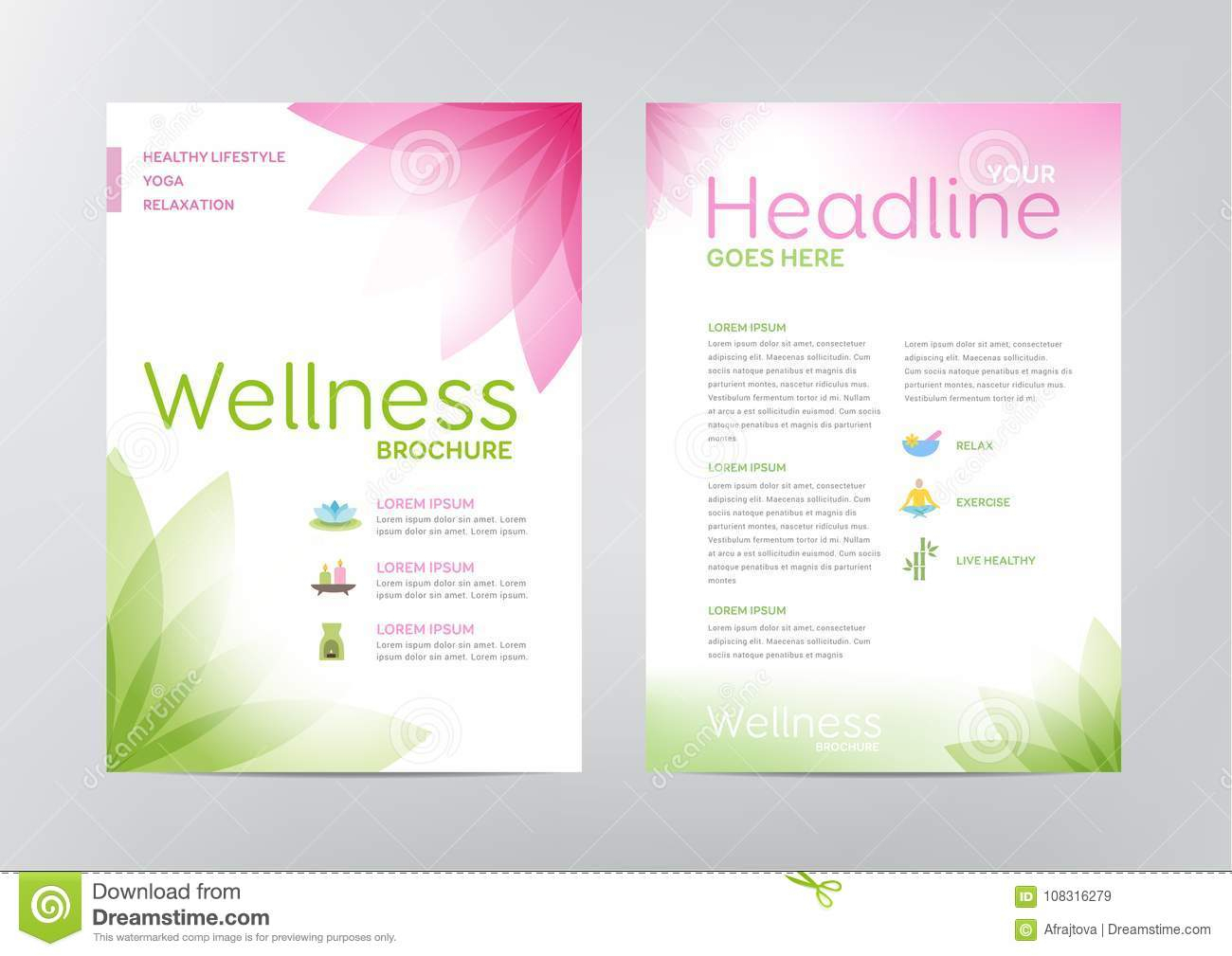 Wellness Brochure – Layout Template Stock Vector Regarding Health Flyer Templates Free