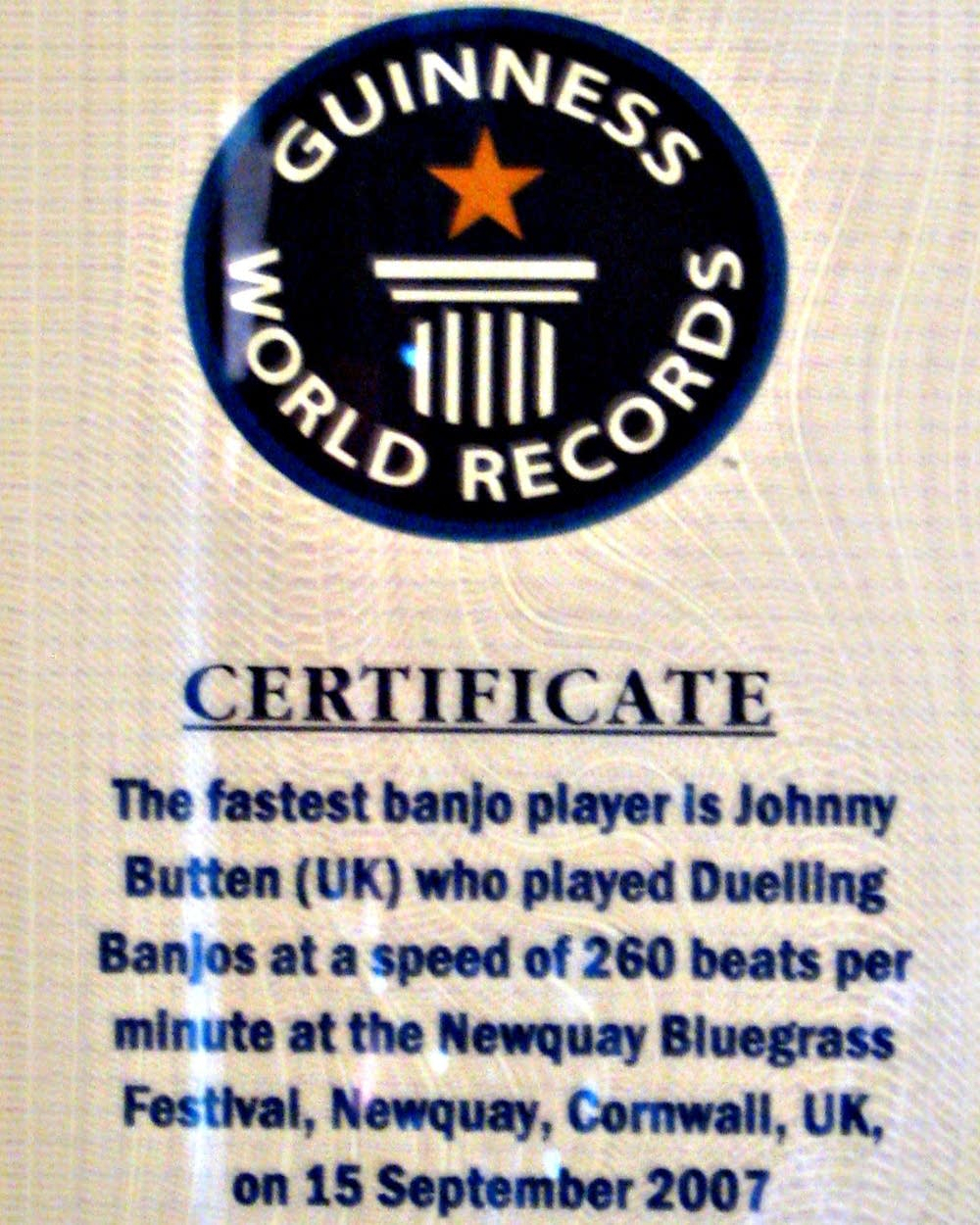 World's Fastest Banjo Picker Calls Minnesota Home | Mpr News Pertaining To Guinness World Record Certificate Template