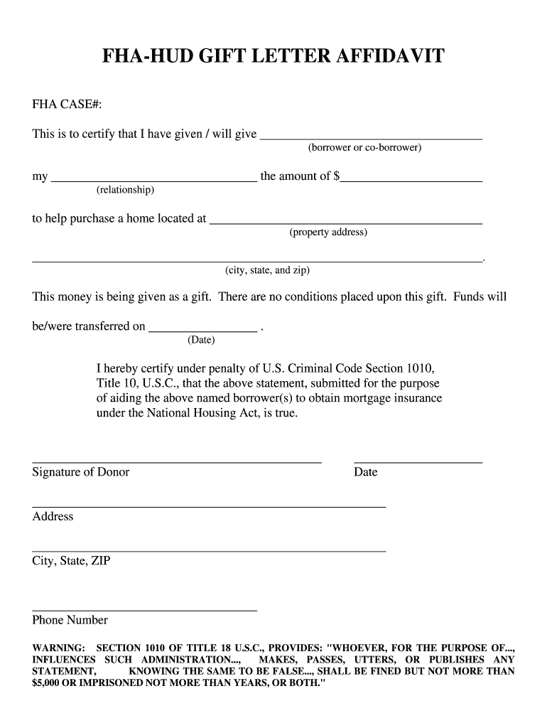 Writing A Gift Of Equity Letter For Fha – Fill Online For Mortgage Gift Letter Template