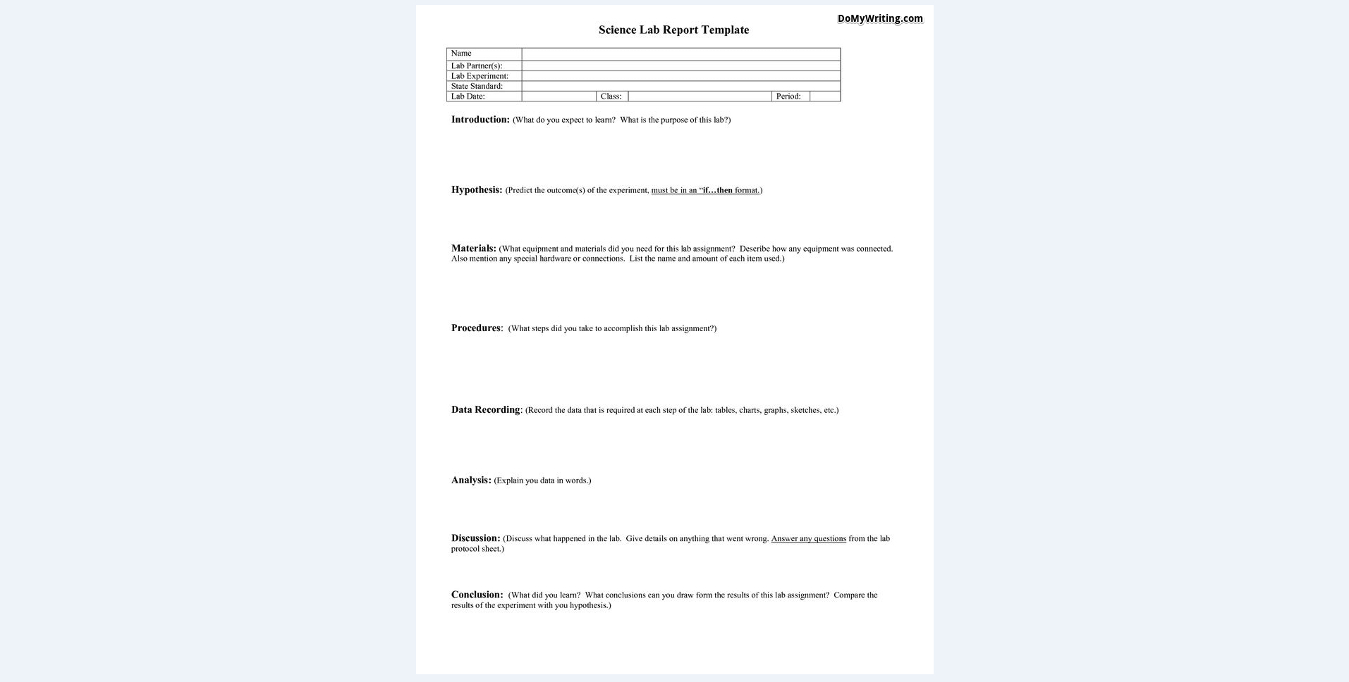 Writing A Lab Report: Everything A Student Should Know To In Lab Report Template Middle School