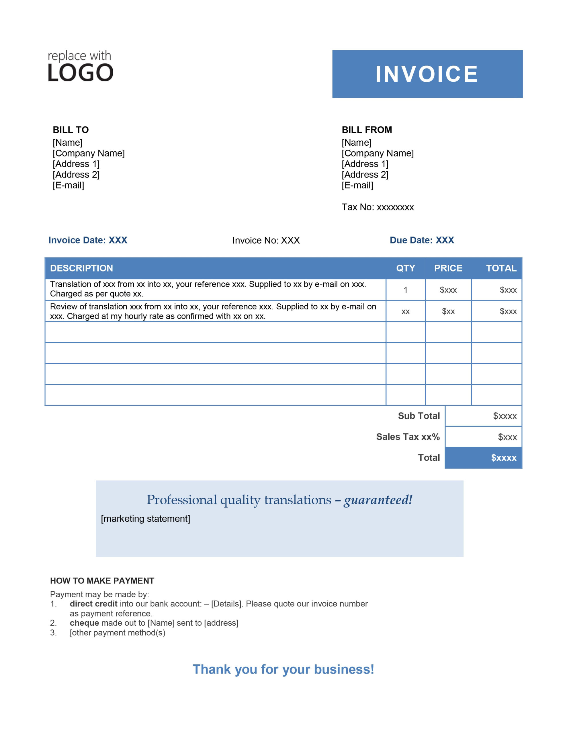 Your Translation Invoice: 9 Point Blueprint & Free Templates For Invoice Template New Zealand